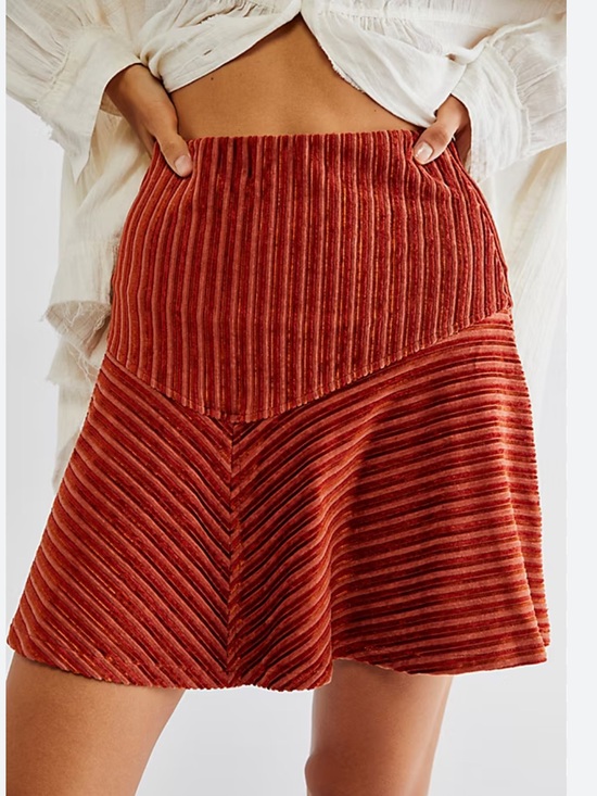 Free People Dresses & Skirts - Free People Camden Ribbed Flared Mini Skirt- burnt orange
